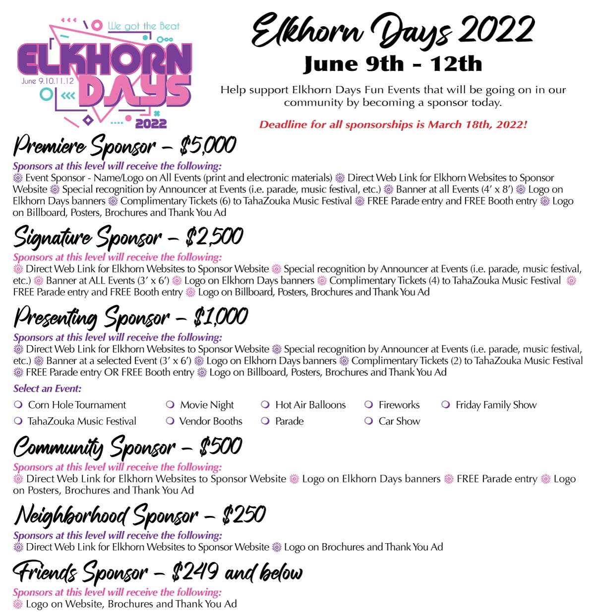 Elkhorn Days June 912, 2022